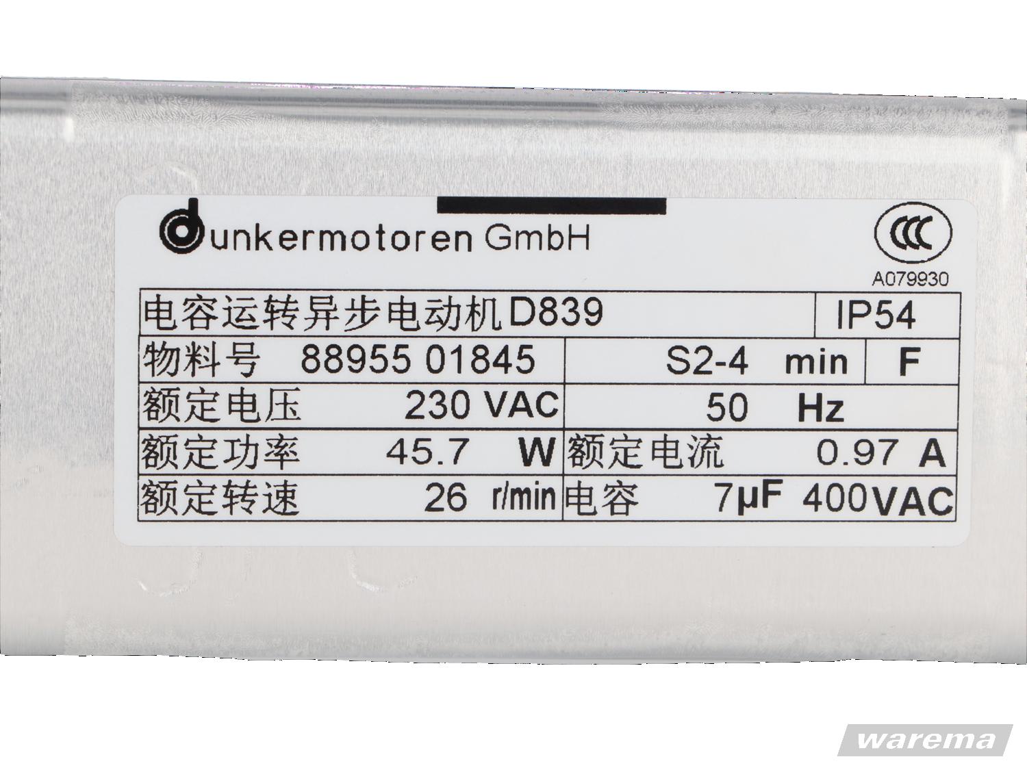Blockmotor D839, 19/26, 230V, 50Hz