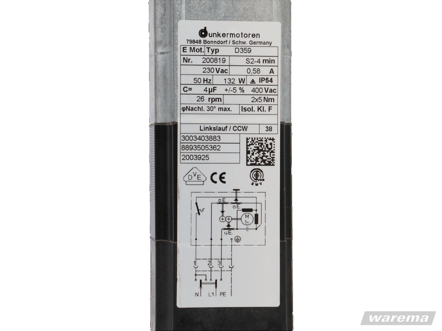 Blockmotor D359, 10/26L, 230V, 50Hz