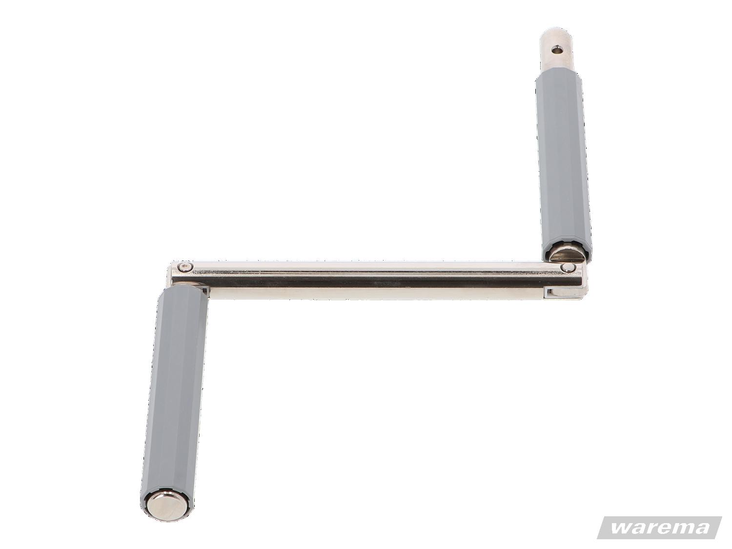 WAREMA • Kurbel D16 mm, Vierkant, Zapfen 12,9 mm, Ausladung 140 mm, edelstahl / grau