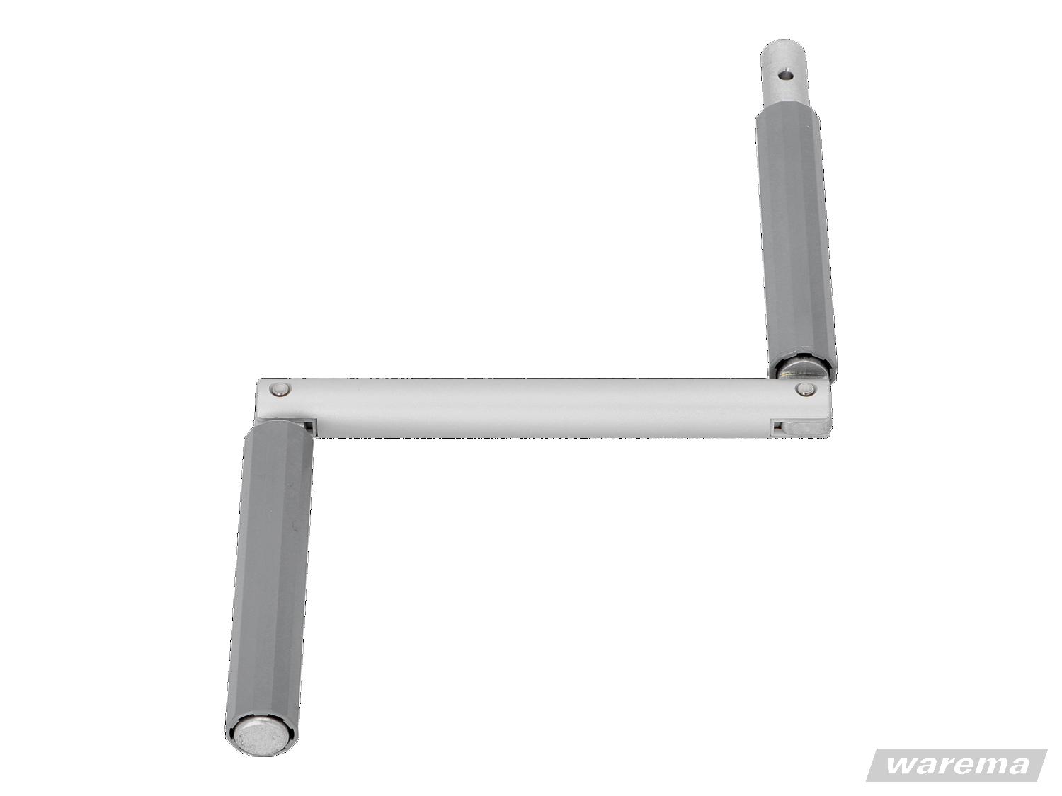 WAREMA • Kurbel D16 mm, Vierkant, Zapfen 12,9 mm, Ausladung 140 mm, alu / grau